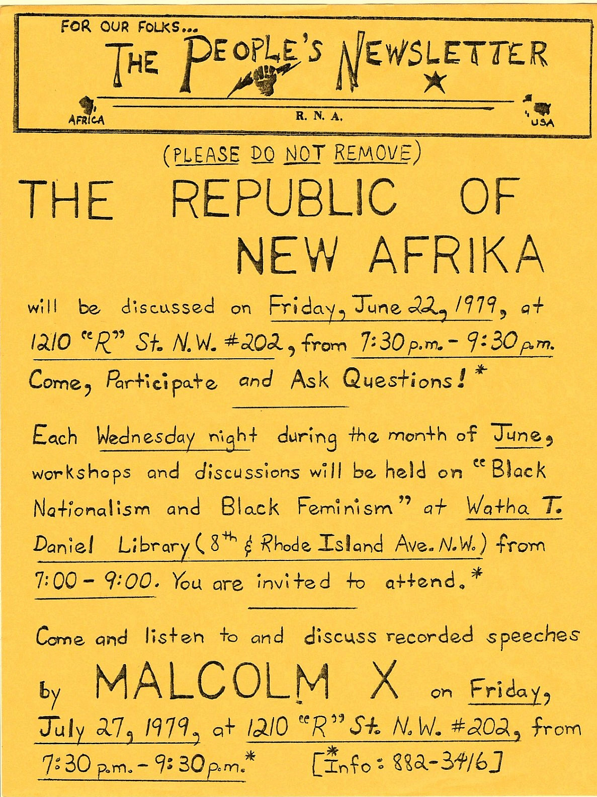 Black Nationalism~1979 African American Separatist Organization Flyer~R.N.A.