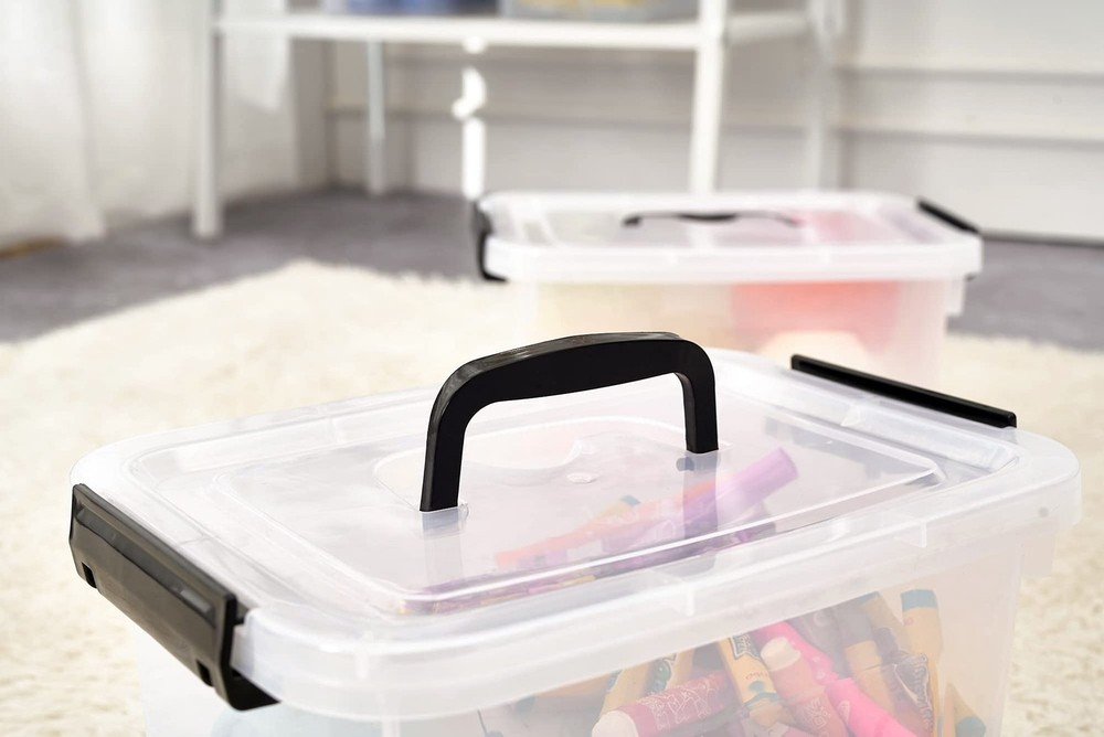 6 Quart Clear Storage Latch Box/Bins, 6-Pack Plastic Container with Latches a...