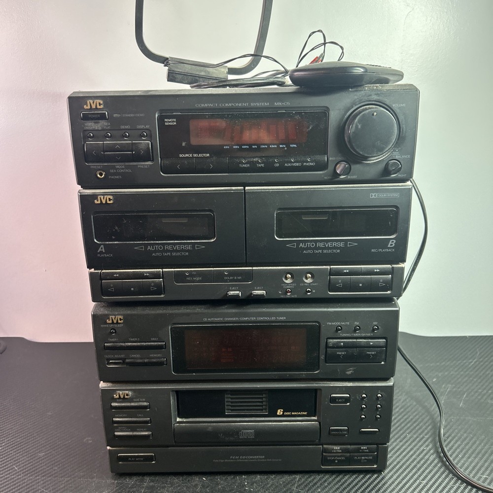 JVC MX-C5 Compact Component System 6+1 CD Changer/ Dual Tape  *Read*