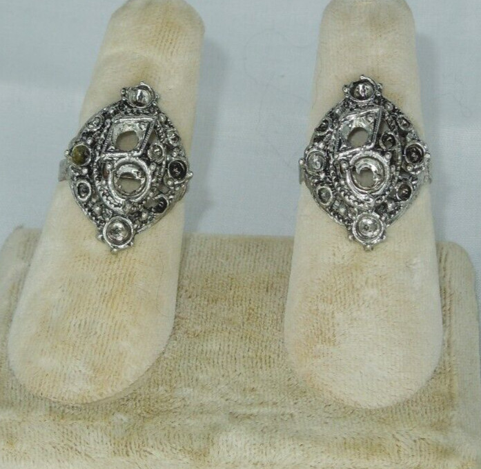 2 Ring Blanks Settings Cabochon Adjustable silver Plated Brass NEW 88U