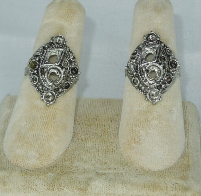 2 Ring Blanks Settings Cabochon Adjustable silver Plated Brass NEW 88V