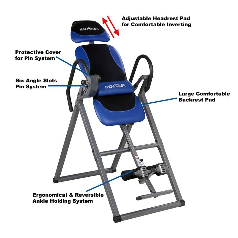 Heavy Duty Inversion Table Adjustable Pin System Ergonomic Ankle Support Relief