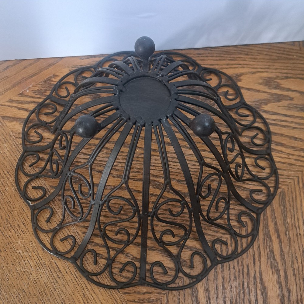 Dark Brown Metal 12'' Fruit Basket Scroll Design 4.5'' High