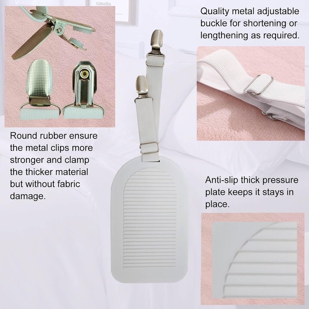 Bed Sheet Holders Straps Keep Sheets Tight & Easy Installation, 4pcs Adjustable