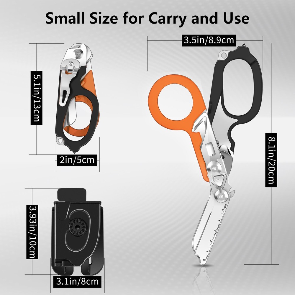 6 In 1 Multi-function Trauma Shears Foldable with Compatible Holster and Penl...