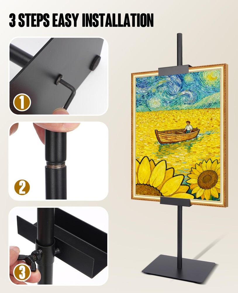 Sturdy Tabletop Picture Frame Stands, Adjustable Size Table Easels, Heavy Met...