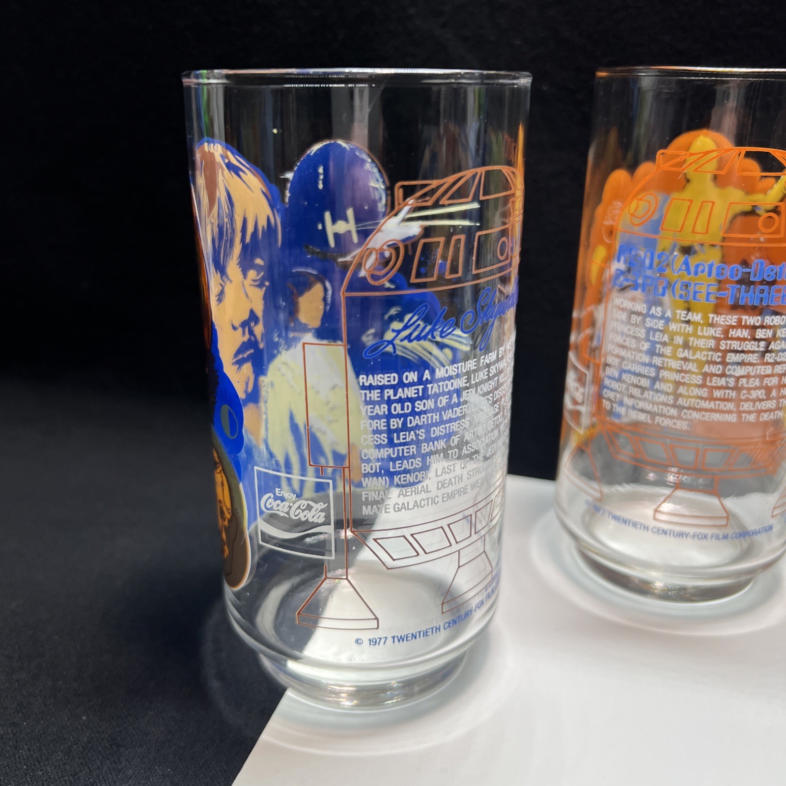 1977 Star Wars A New Hope Coca Cola Burger King Glasses Set of 4 - FREE SHIPPING