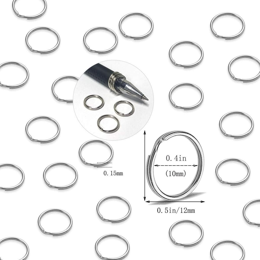 100Pcs Split Ring,Small Key Rings Bulk Split Keychain Rings DIY Craft Metal-12Mm