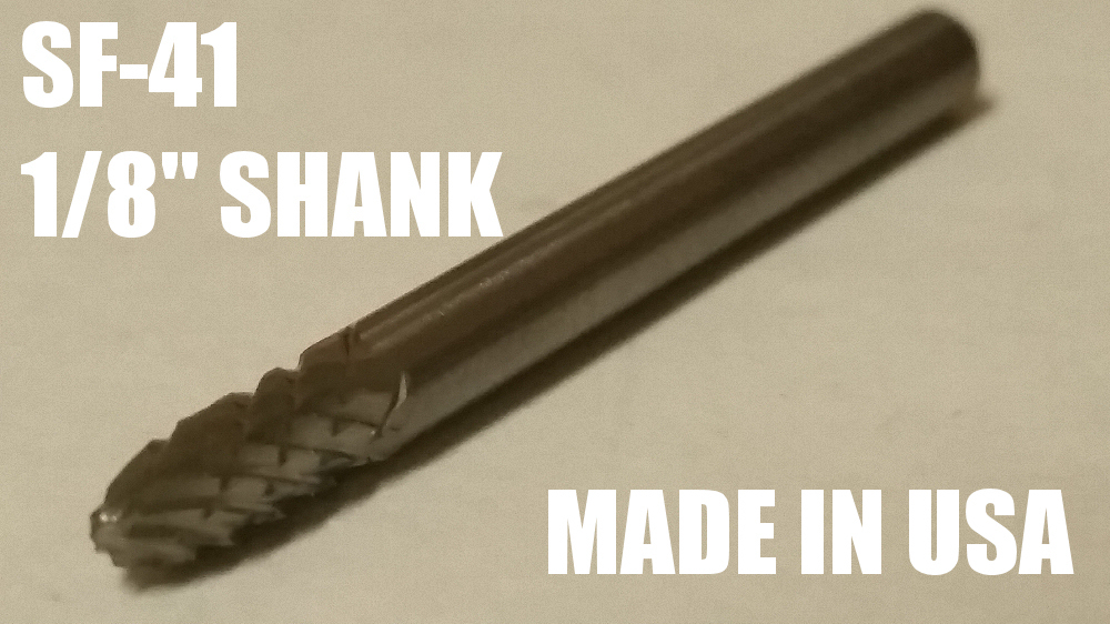 SF41D Tree Shape SOLID Carbide Burr Bur Cutting Tool Die Grinder Bit 1/8"