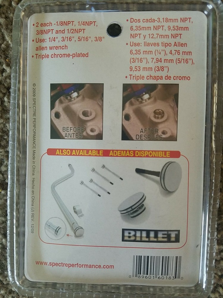 Spectre Performance 60183 Chrome Pipe Plug Kit