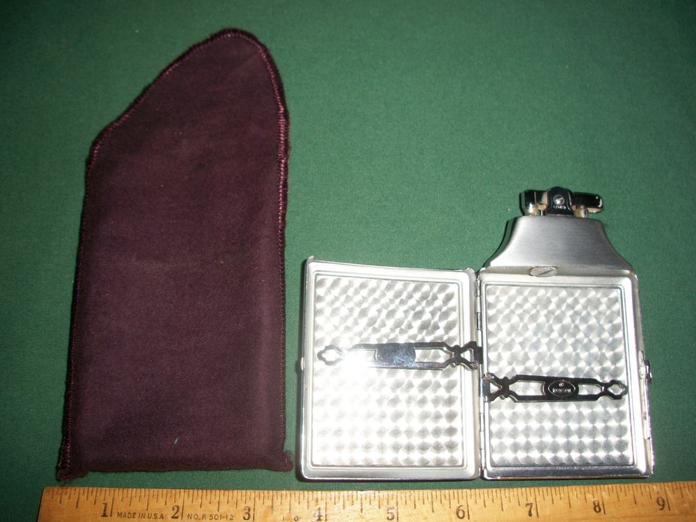Ronson MASTERCASE Lighter & Cigarette Case Combo U.S. Marine Corps Emblem