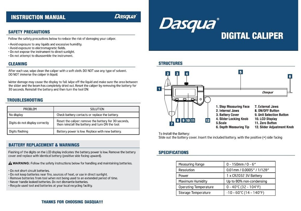 0-150MM/0-6" BLUETOOTH ABSOLUTE DIGITAL CALIPER