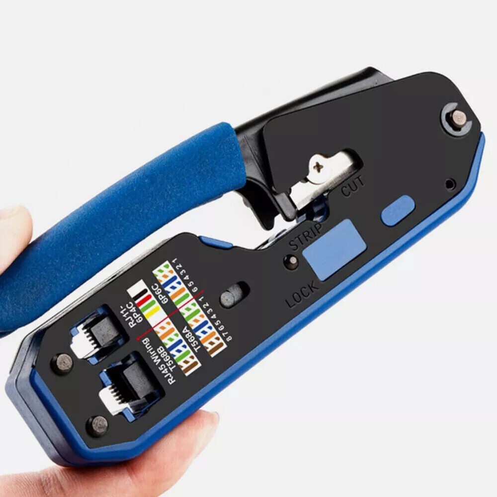 RJ45 Crimper Tools Pass Through Crimping Tool Kit Network Cable Connector Kit