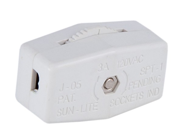 B&P Lamp White Silver Inline Rotary Switch
