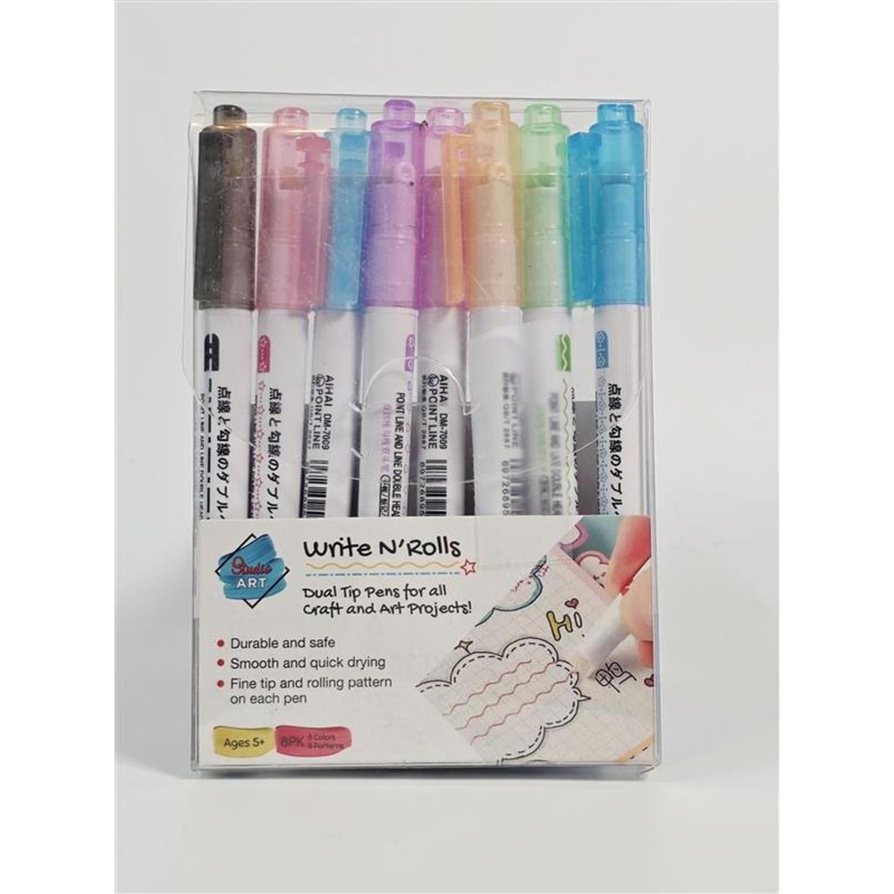 🎨✨ Write N’ Rolls – Dual Tip Pattern Pens (8-Pack, Brand New)