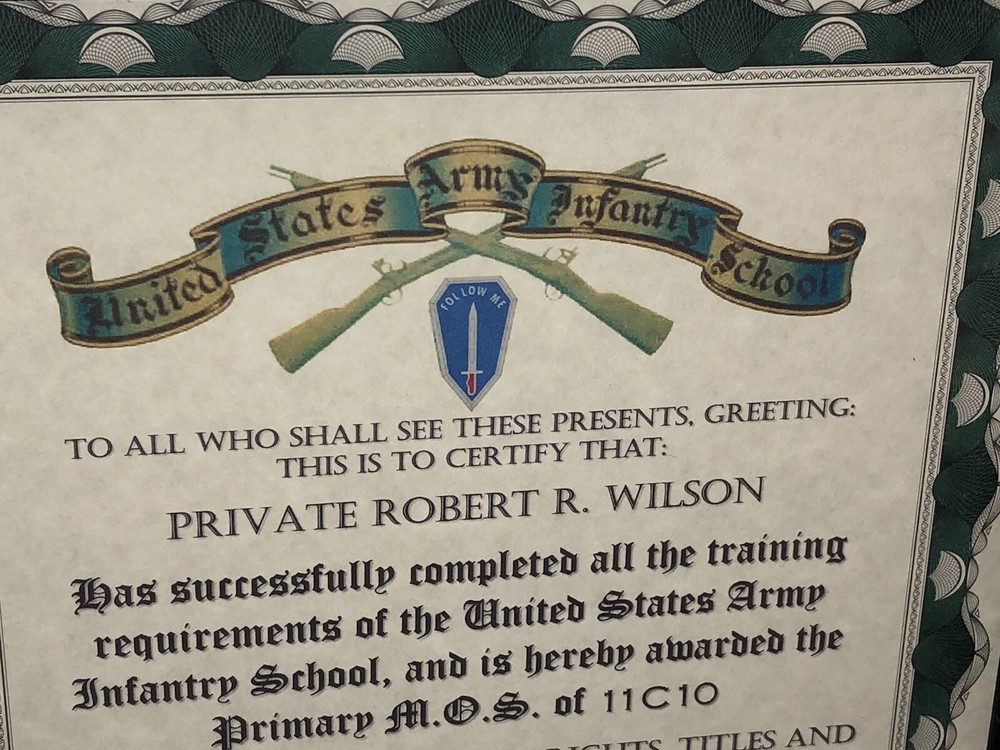 U.S. ARMY (2ND I.D.) INFANTRY TRAINING AND ASSIGNMENT CERTIFICATE
