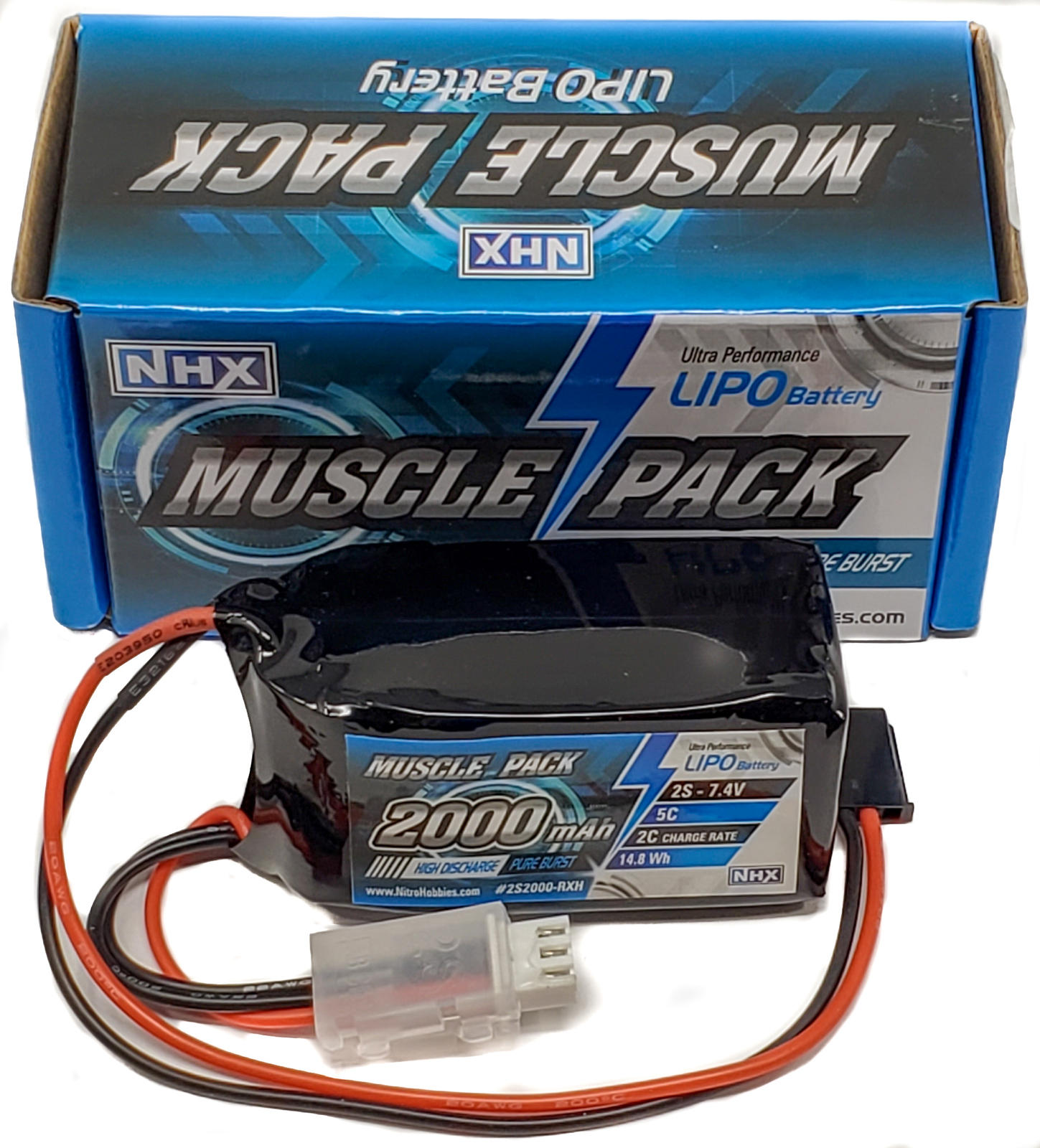 NHX Muscle Pack 2S 7.4V 2000mAh 5C RX Hump Receiver Lipo Battery
