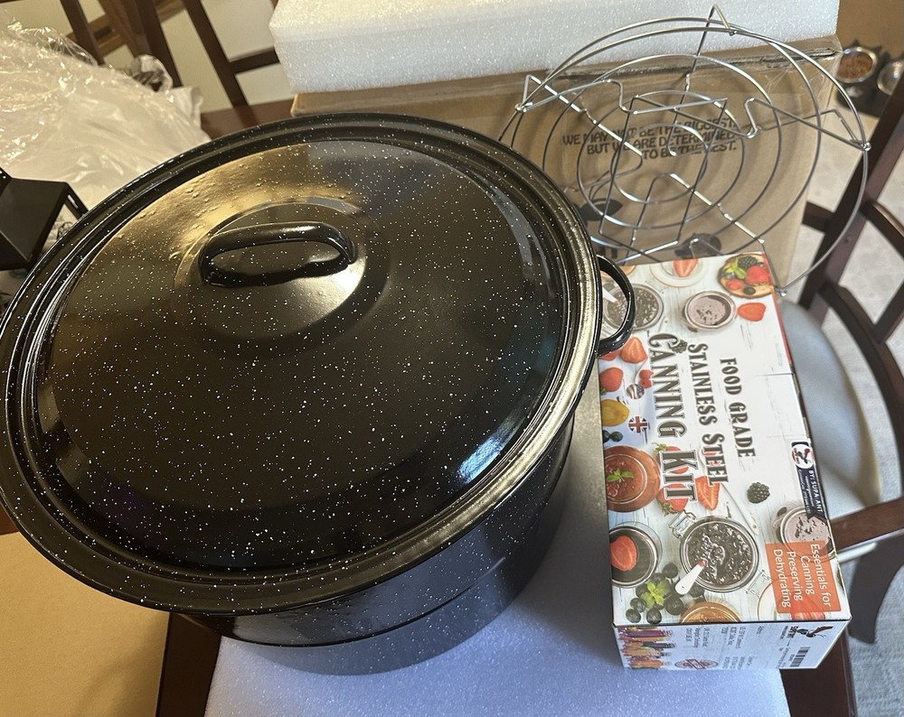 Granite Ware Water Bath Canner Pot with Rack & Lid - Starter Kit Set