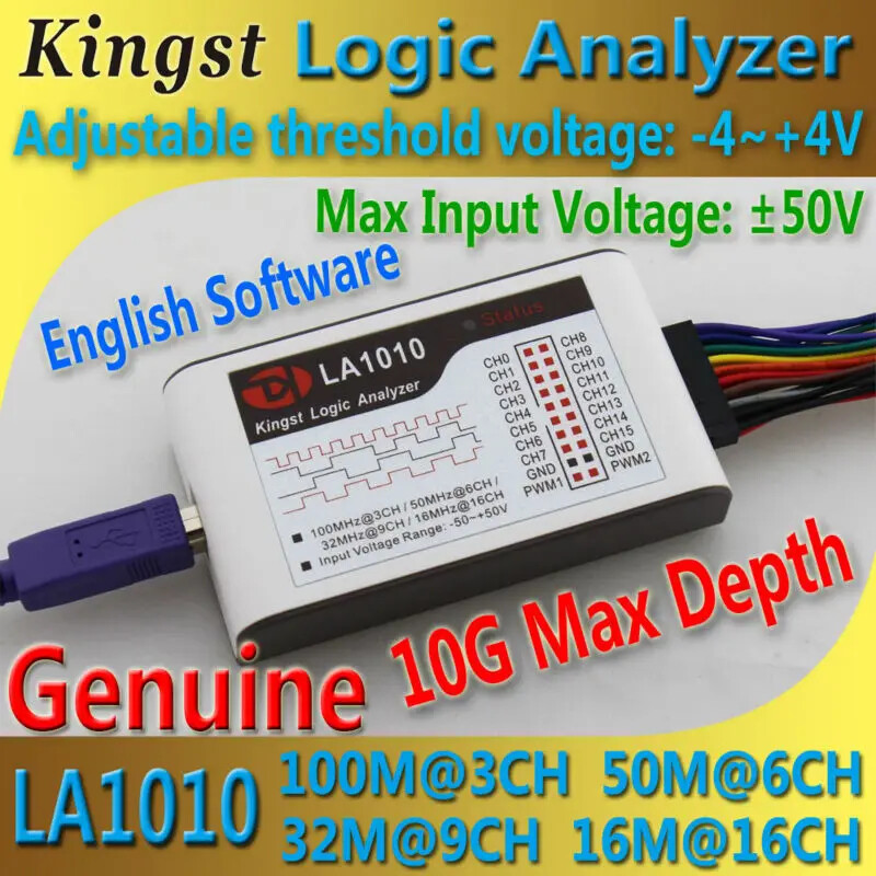 USB Logic Analyzer 100M Max Sample Rate 16Channel 10B Samples MCU ARM Debug Tool