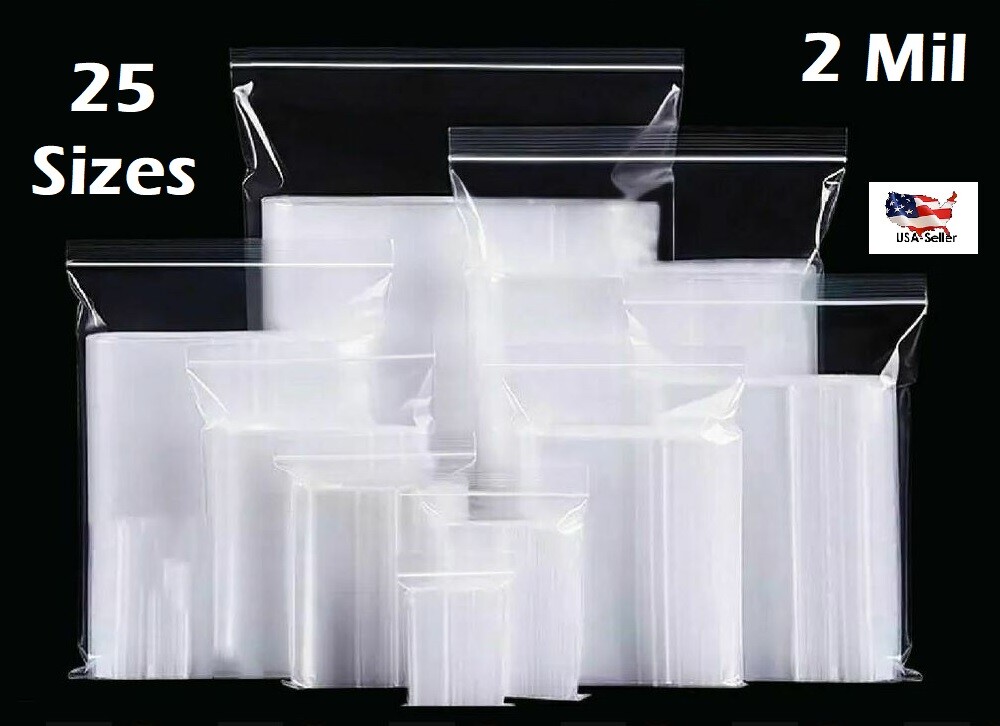 Clear Zip Seal Top Lock Plastic Bags 2Mil Reclosable Jewelry Zipper Pill Baggies
