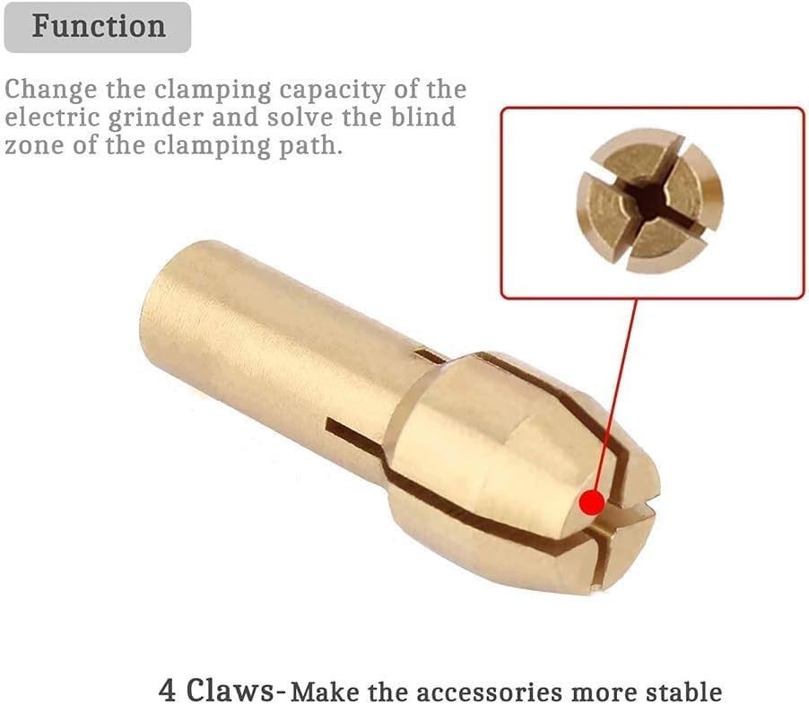 Assorted Sizes Brass Collets - 10-Piece Set for Precision Rotary Tool Use