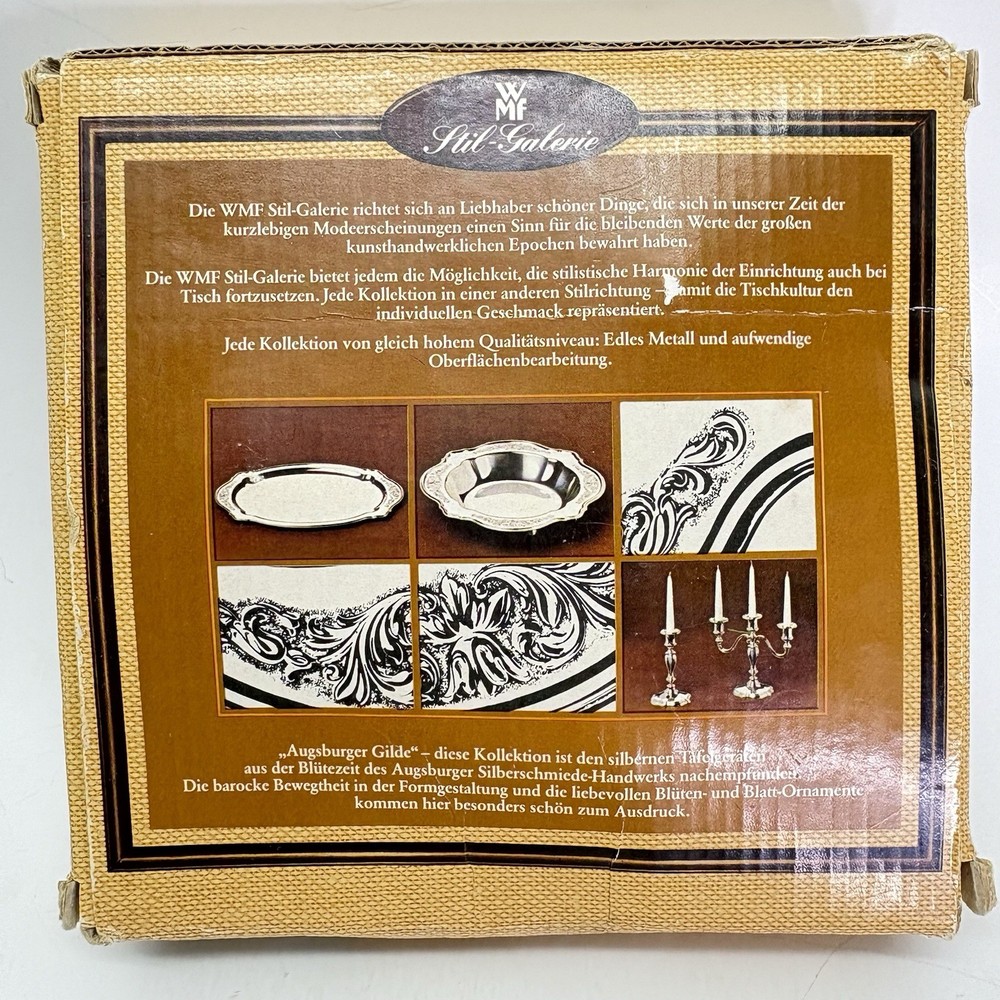 WMF Augsburger Gilde EP Vtg Brass Candy/Trinket Dish Gebackschale Germany Boxed