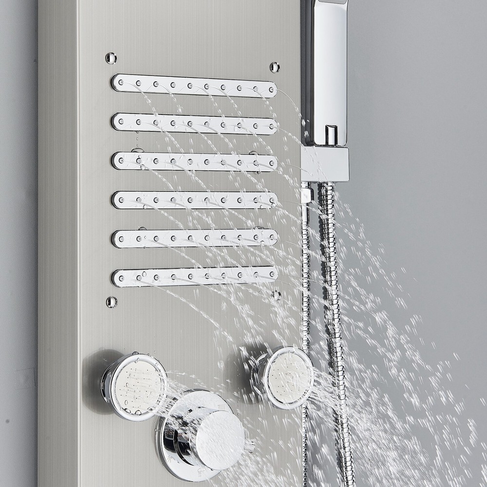 ELLO&ALLO Led Rainfall&Waterfall Head Shower Panel Tower Massage Body System Jet
