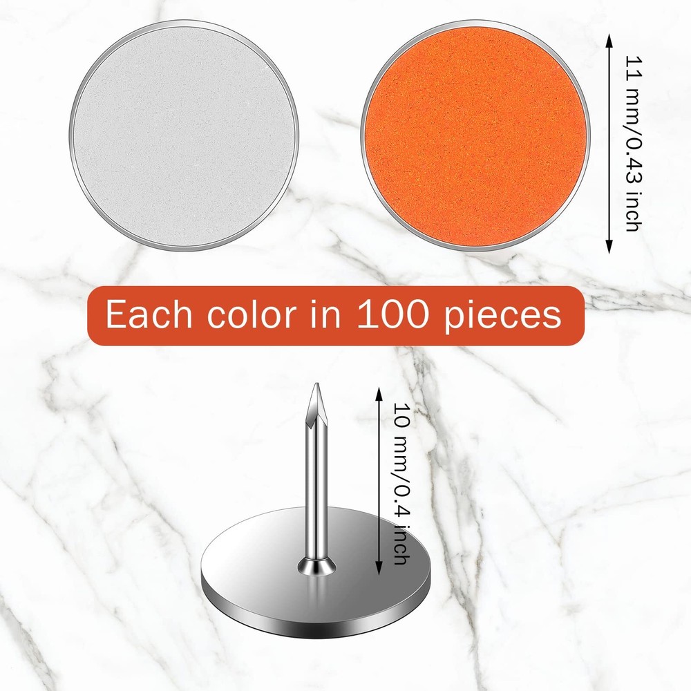 200 Pack White & Orange Reflective Tacks Trail Marking Tacks Glow Tacks