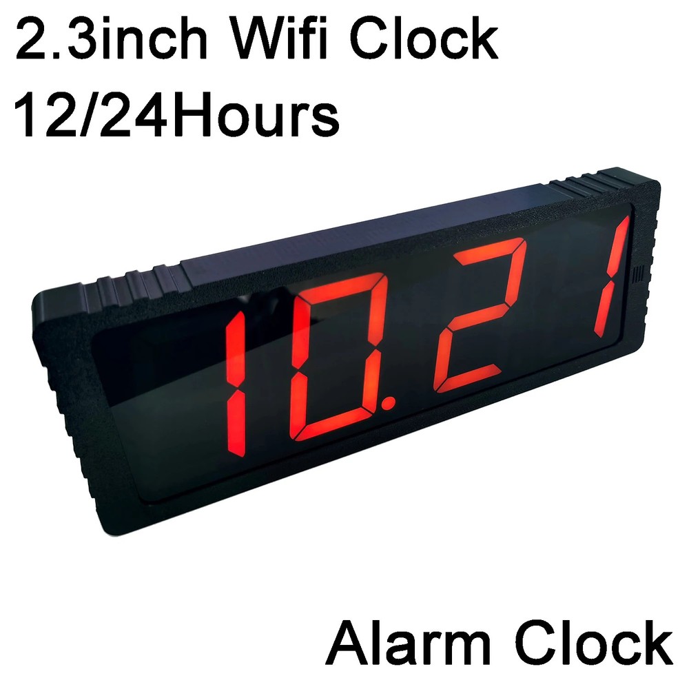 2.3inch Wifi Clock 12/24Hours Electronic Clock LED Digital TIME Display Date Ala