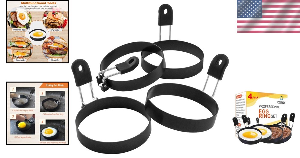 Multi-Functional 4-Pack Nonstick Egg Rings - Perfect for Griddles & Camping