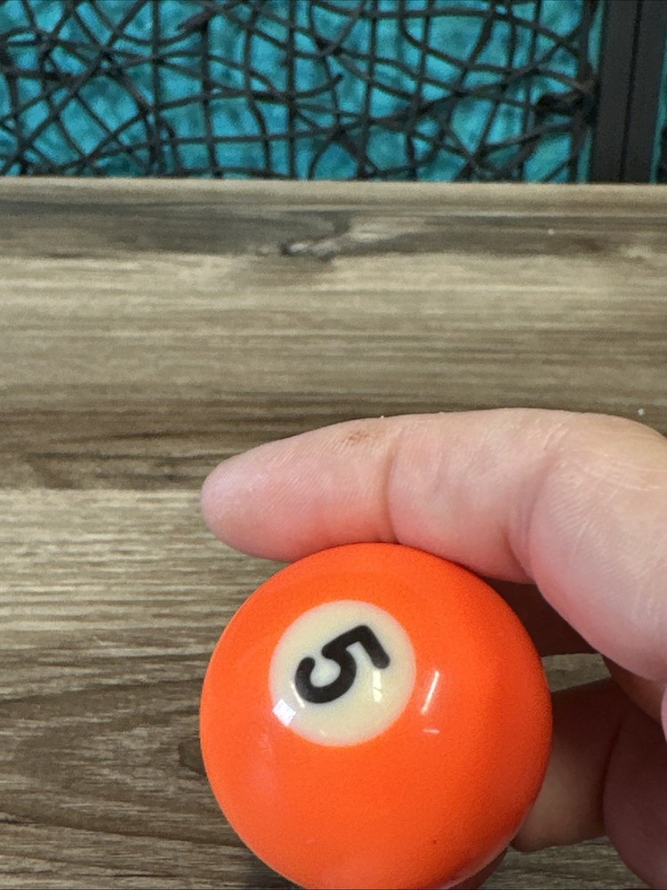 Mini Pool Ball #5 Solid Orange 1.5" Diameter Miniature Billiard Replacement Vtg