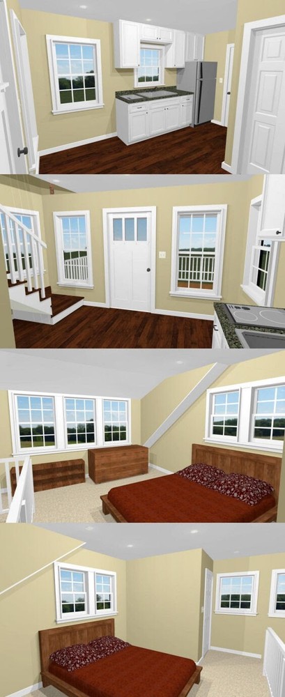 14x14 Tiny House -- 399 sq ft -- PDF FloorPlan -- Model 1A