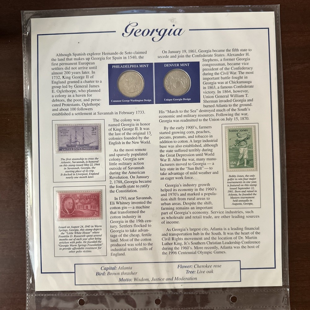 Georgia Quarter and Stamp State Page MINT!!!!