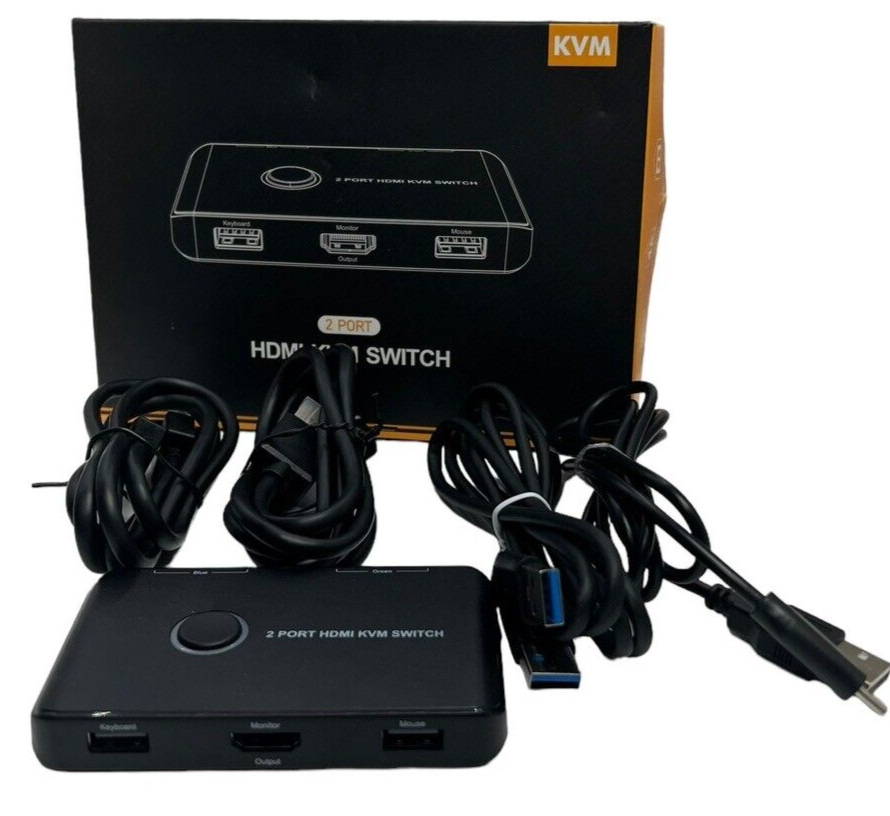 4K KVM Switch HDMI 2 Port Box, USB HDMI Switches for 2 Computers Share