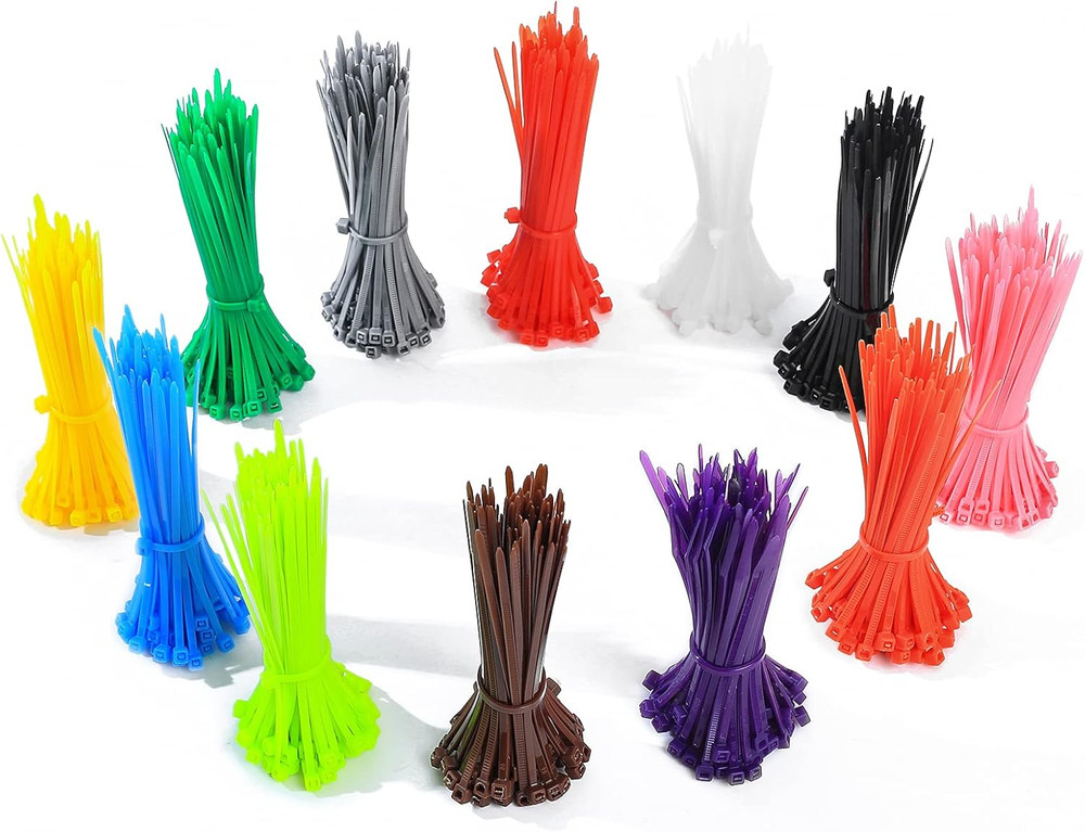1200 Pcs Mixed Colored Zip Ties, 4 Inch Multicolor Self-Locking Nylon Cable Zip
