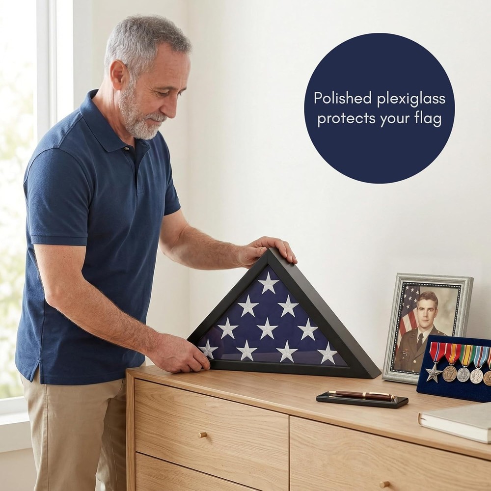Triangular Flag Frame for 3x5' Ceremonial Flags - Perfect Gift for Veterans