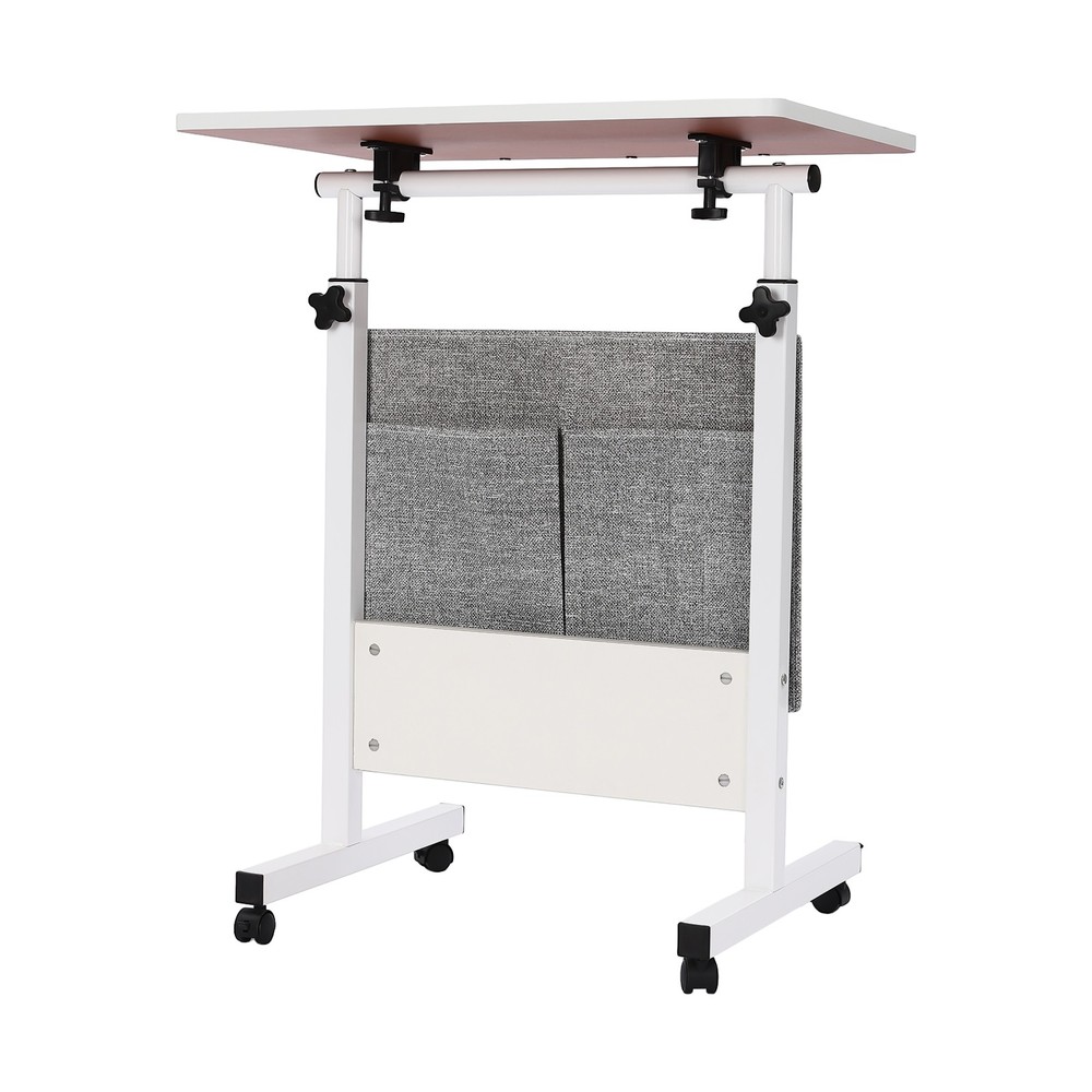 Rolling Laptop Desk Office Computer Table Adjustable Height Stand up w/ Storage