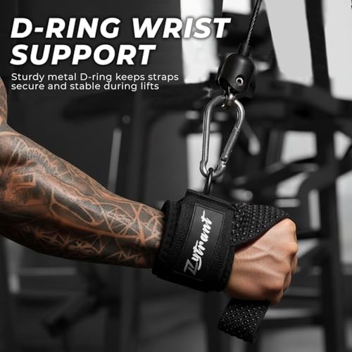 Weight Lifting Straps with Cuffed D Ring,Heavy Duty Thyick Comfortable Black
