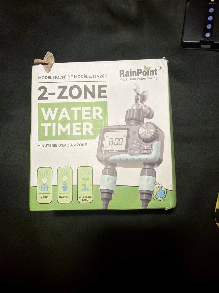 RAINPOINT Water Timer for Garden Hose 2 Zone Sprinkler Timer with Rain Delay