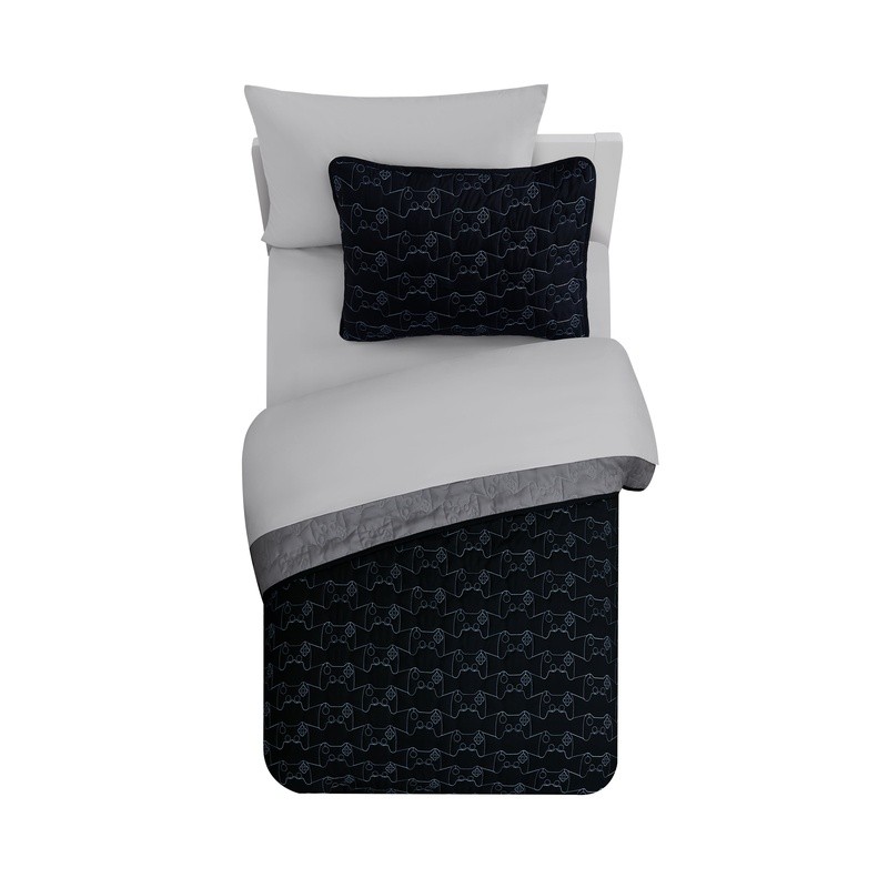 Kid Reversible Quilt Set W/ Sheets Game Controller Soft Lightweight Bedding Set