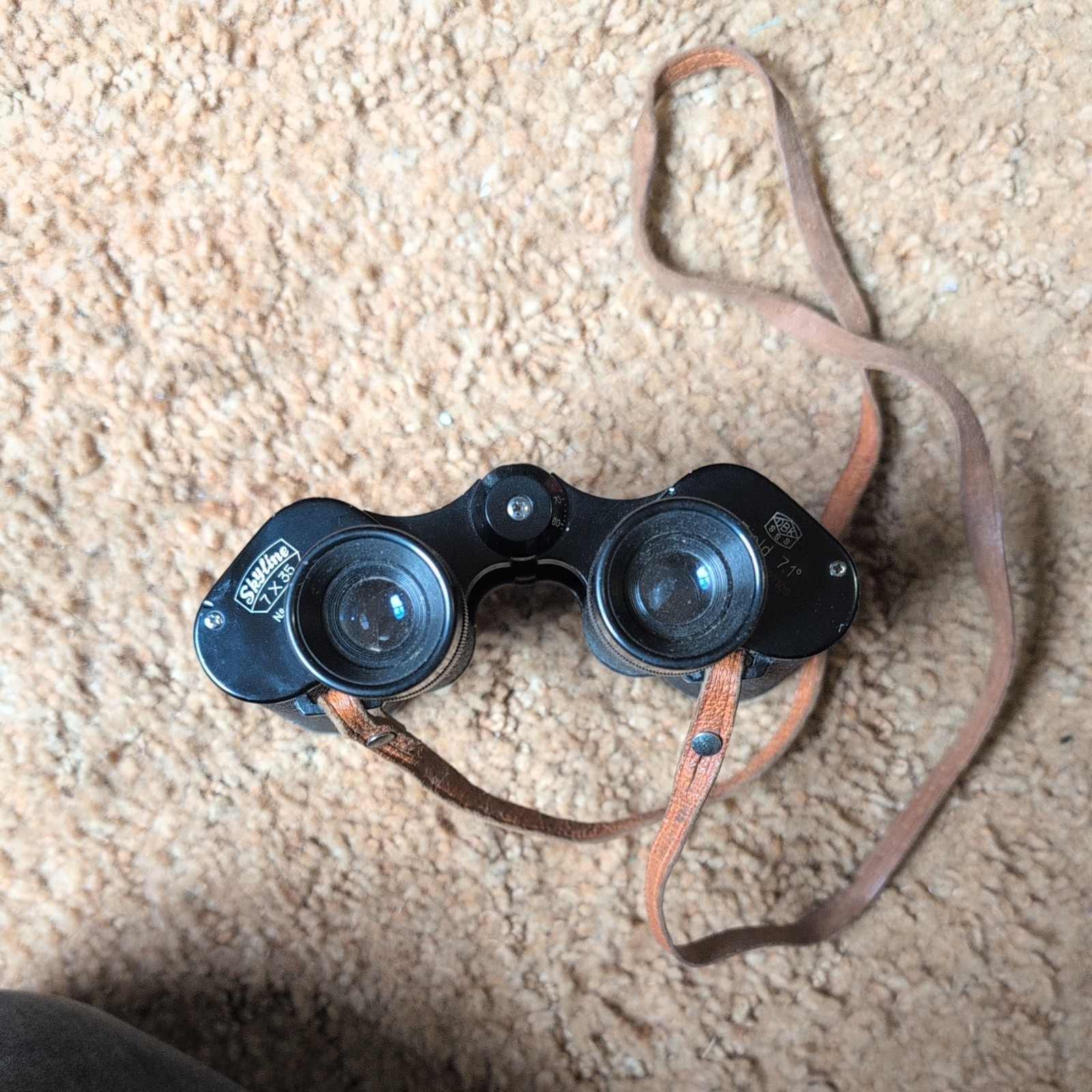 Japan Antique Vintage SKYLINE 7x35 Binoculars Leather Case Original Box extras