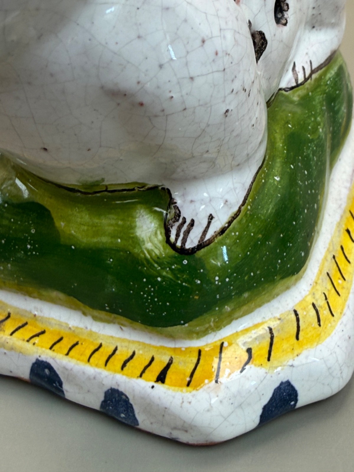 From Portugal Vintage Ceramic Pomander Potpourri White Bunny Rabbit signed H. J.