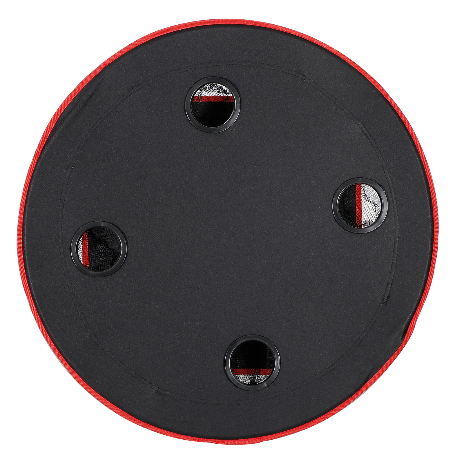 28" Round Folding Picnic Table Lightweight Canvas Beach Table w/Cup Holder Black