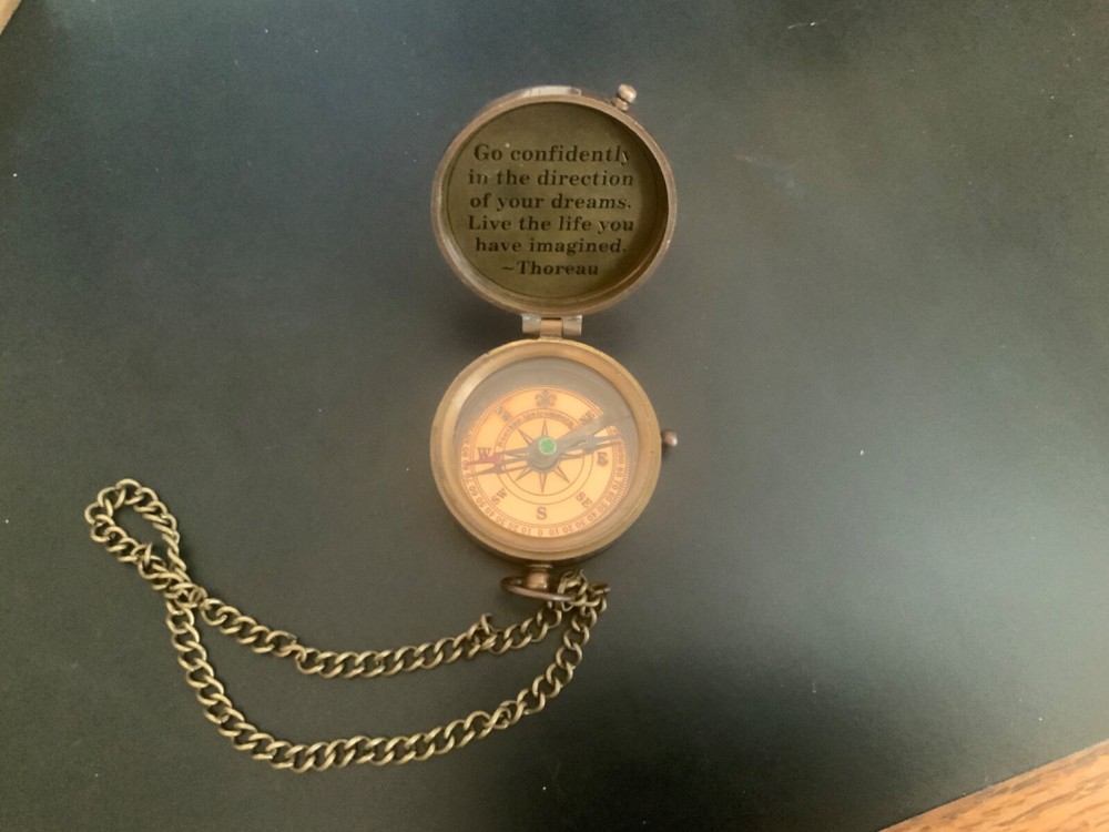 Compass with Thoreau's Go Confidently Quote engraved inside w/presentation box