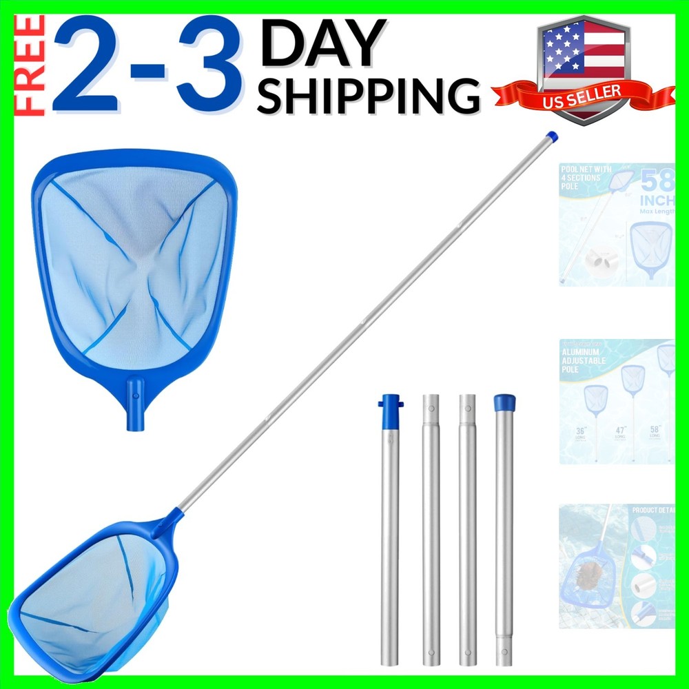 Pool Skimmer Net,Deep Pool Leaf Net with Reinforced Frame, Large Capacity Rak...
