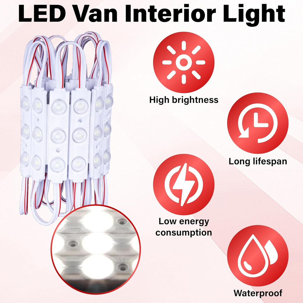 120 LED Van Interior Light Kit, 12V Cargo & Trailer Ceiling Lights, White