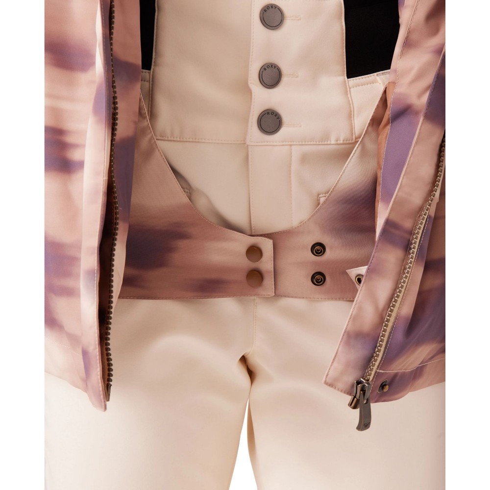 Roxy Jetty Print Women's Winter Jacket, Tan Combo, Small