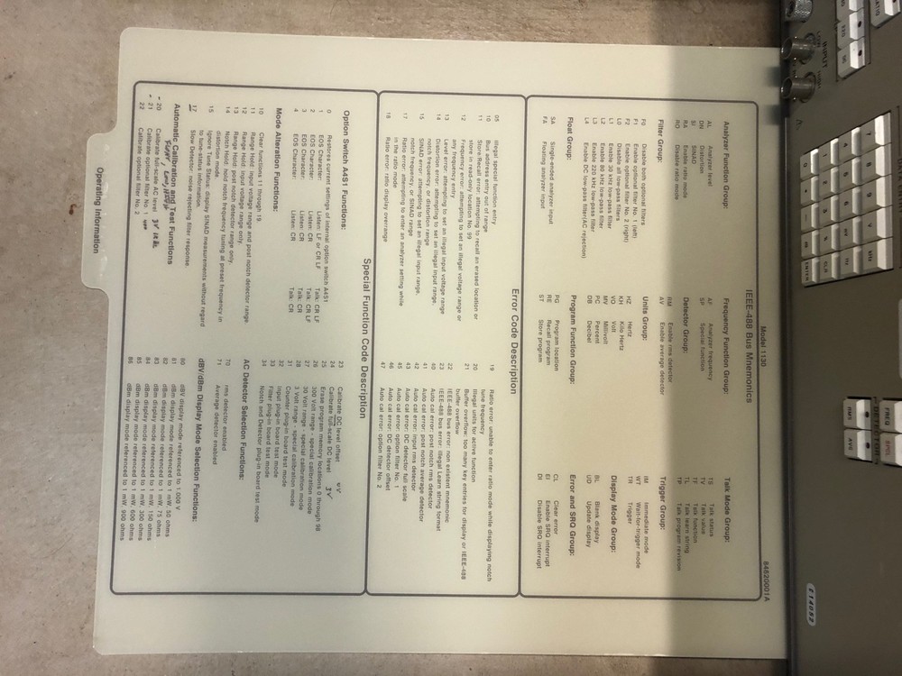 Boonton 1130 Distortion Analyzer, Tested Working