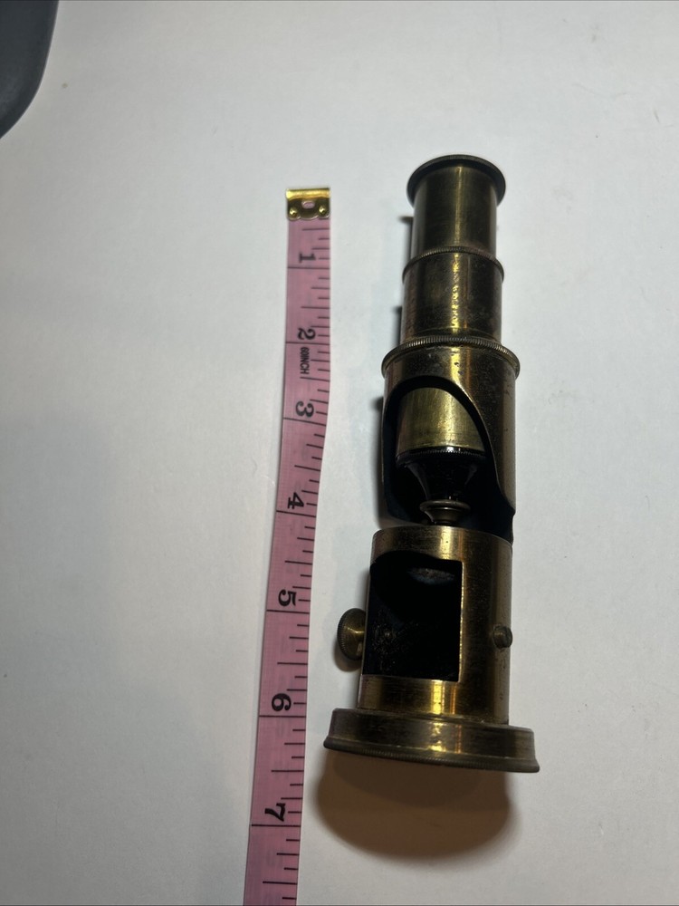 Antique Brass Field Microscope With Original Box