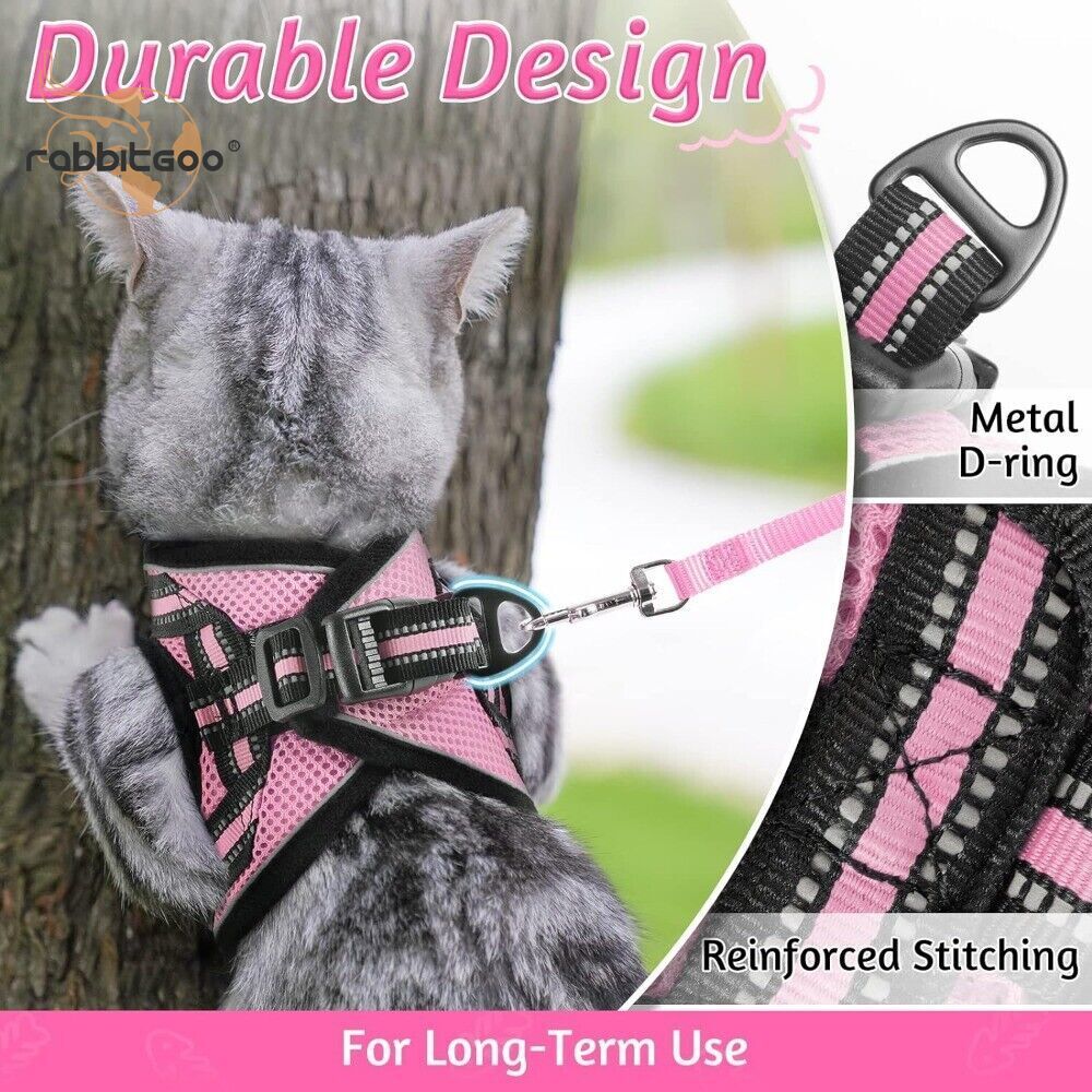 rabbitgoo Cat Harness & Leash Set Escape Proof Adjustable Kitten Vest Reflective